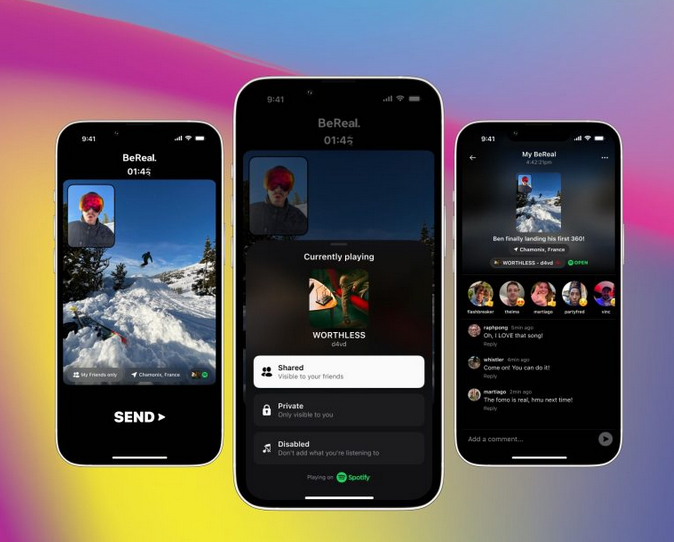 Spotify users can now share music and podcasts on BeReal